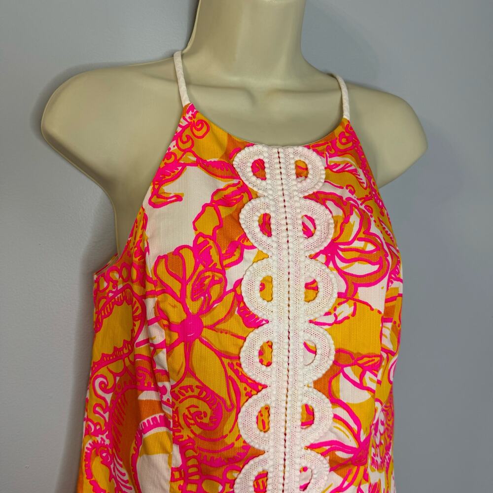 Lilly Pulitzer Annabelle Sunshine Yellow Sea And Be Seen Lace Shift Dress Sz 2 - Picture 3 of 10